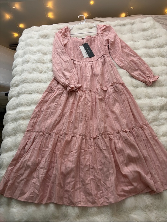 PrettyGarden Dresses & Skirts - Women's Pink Tiered Casual Maxi Dress with Smocked Bodice
